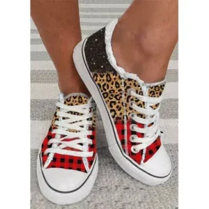 Jojofab Women Casual 3D Printing Color Leopard Canvas Shoes