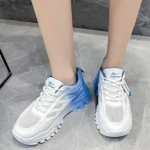 Jojofab Women Fashion Round Toe Breathable Mesh Gradient Sneakers