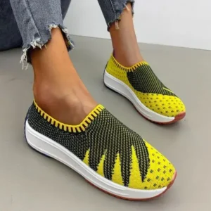 Jojofab Women Fashion Fly Knit Breathable Platform Low Top Sneakers