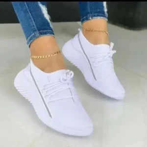 Jojofab Women Fashion Breathable Lace-Up Flat Mesh Sneakers