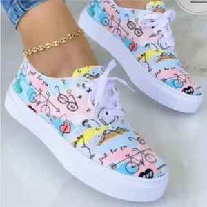 Jojofab Graffiti Print Platform Canvas Shoes