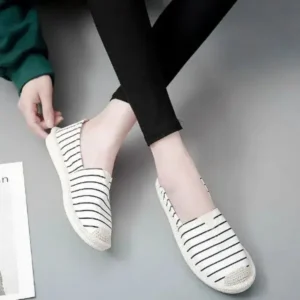 Jojofab Fashion Stripe Pattern Design Women Round-Toe Casual Espadrilles Shoes