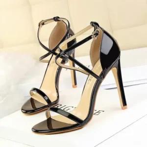 Jojofab Women Fashion Sexy Hollow Cross Stiletto Heel Sandals