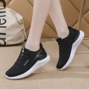 Jojofab Women Sports Casual Lace Up Design Mesh Breathable Wedge Sneakers