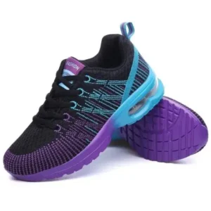 Jojofab Women Fashion Casual Lace Up Design Mesh Breathable Air Cushion Shock Absorbing Sneakers