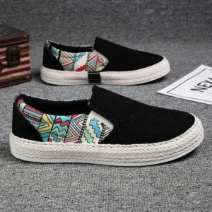 Jojofab Men Fashion Color Matching Breathable Canvas Flats Shoes