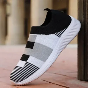 Jojofab Women Casual Knit Design Breathable Mesh Color Blocking Flat Sneakers