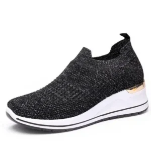 Jojofab Women Casual Mesh Knit Design Breathable Comfort Wedge Platform Sneakers