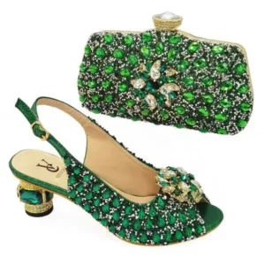 Jojofab Fashion Rhinestone Design Party Women High Heel Peep Toe Sandals And Clutch Evening Bag Set