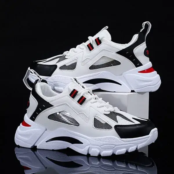 Jojofab Men Spring Autumn Fashion Casual Colorblock Mesh Cloth Breathable Lightweight Rubber Platform Shoes Sneakers