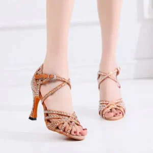 Jojofab Women Fashion Solid Color Suede Rhinestone High Heel Ankle Strap Buckle Sandals