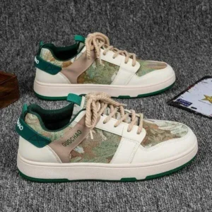 Jojofab Men'S Casual Retro Secret Forest Oil Painting Pattern Sneakers