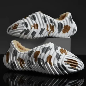 Jojofab Men'S Fashion Camouflage Coconut Shape Fleece Warm Plush Shoes