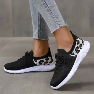 Jojofab Women Casual Mesh Breathable Leopard Sneakers