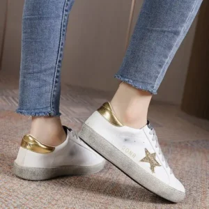 Jojofab Women Fashion Casual Plus Size Star Round Toe Sneakers