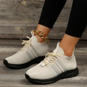 Jojofab Women Fashion Casual Flying Mesh Breathable Thick-Soled Sneakers