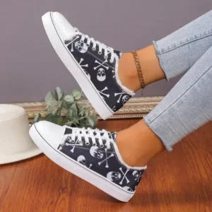 Jojofab Women Casual Fashion 3D Print Denim Canvas Sneakers