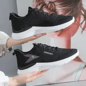 Jojofab Women Fashion Flyknit Mesh Lace-Up Sneakers