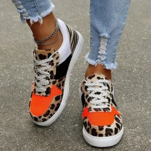 Jojofab Fashionable Round Toe Lace-Up Sneakers