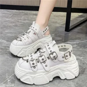 Jojofab Women Fashion Platform Solid Color Sneakers